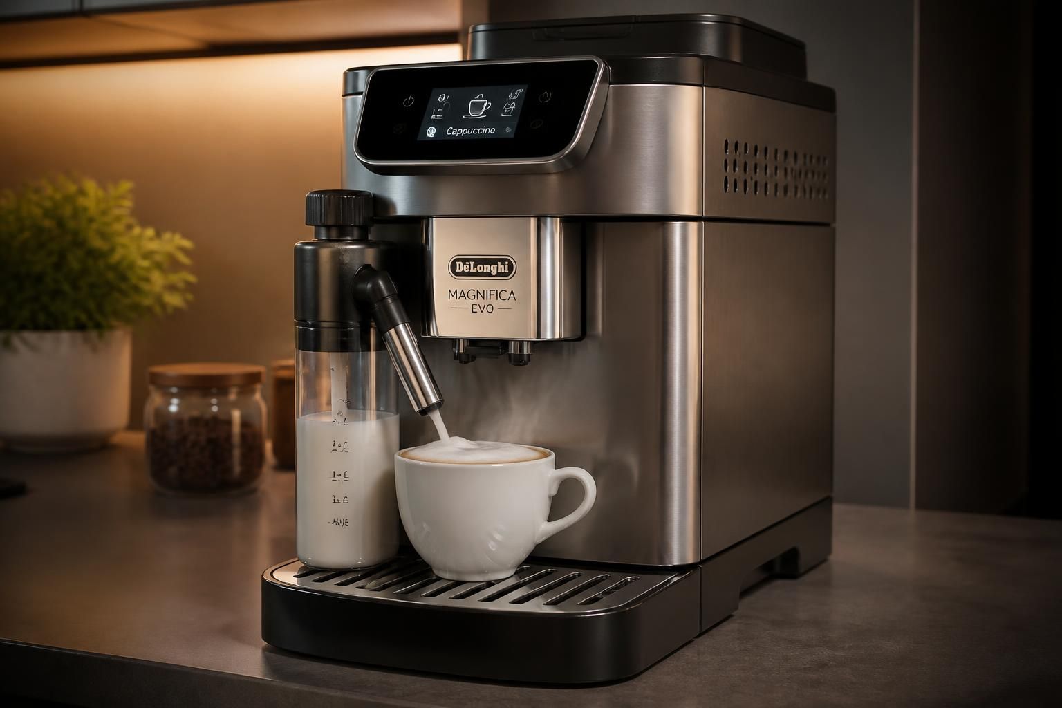 découvrez notre machine à café à grain avec réservoir lait intégré pour un café onctueux et délicieux, prêt en un instant. profitez d'une expérience café unique chez vous.