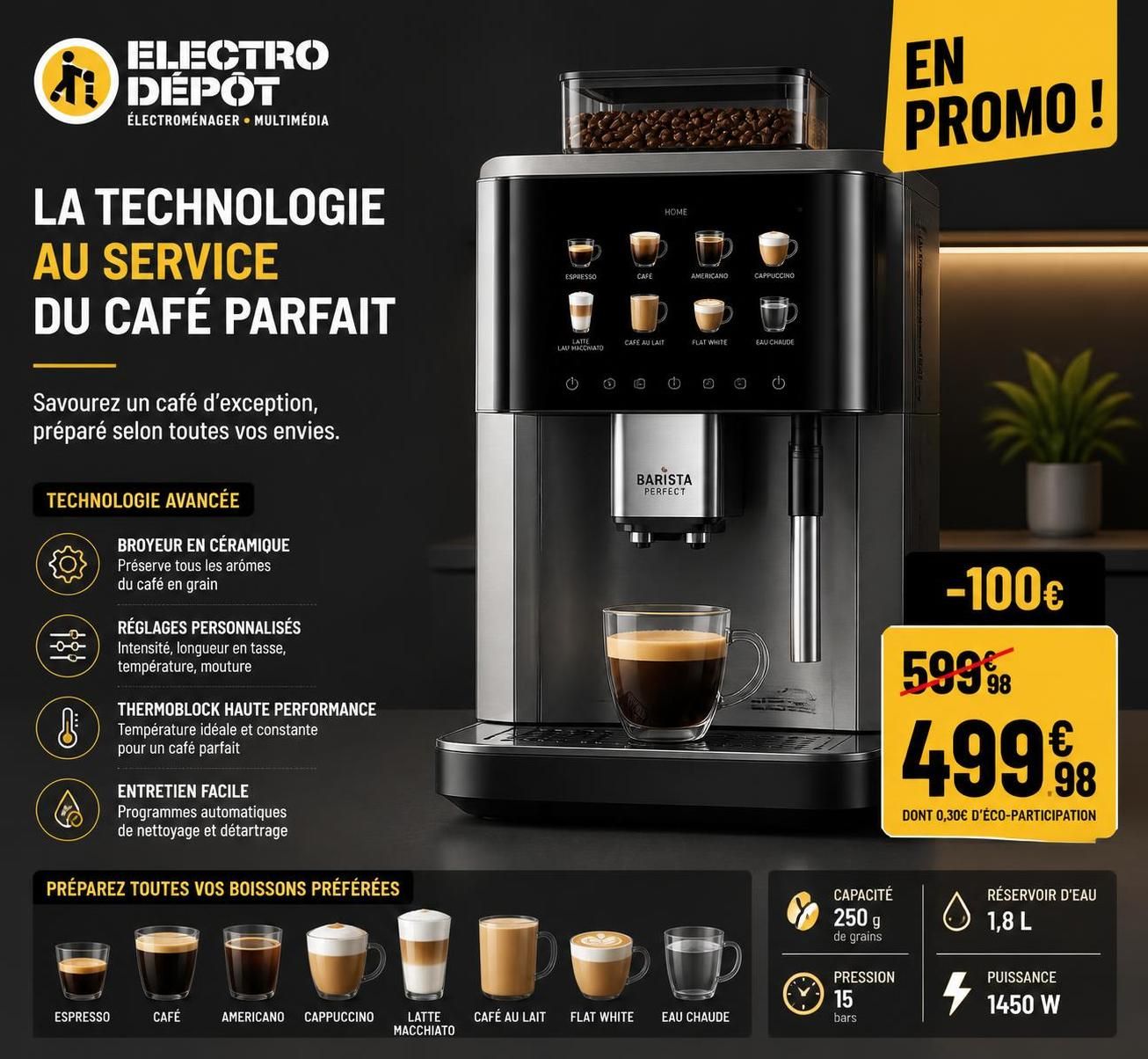 découvrez notre sélection de machines à café en grain chez electro depot, alliant qualité et prix imbattables pour un café savoureux à domicile.